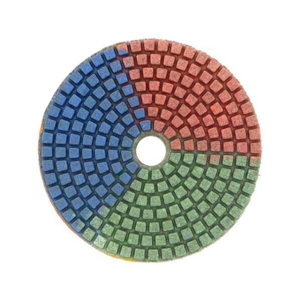 Almofada de polimento de diamante de 3 cores 100 mm Almofada de polimento úmido para mármore e granito Metal Circular Cor personalizada 50 peças 4 polegadas
